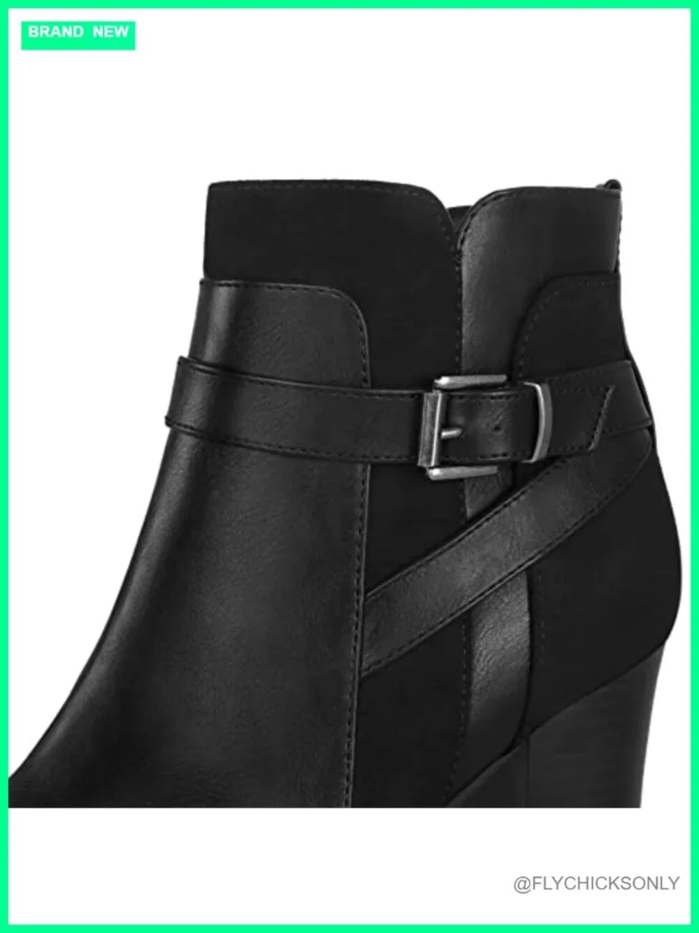 Women's Ankle Boots Wide Width Side Zip Chunky Stacked Block Heel Round Toe PU